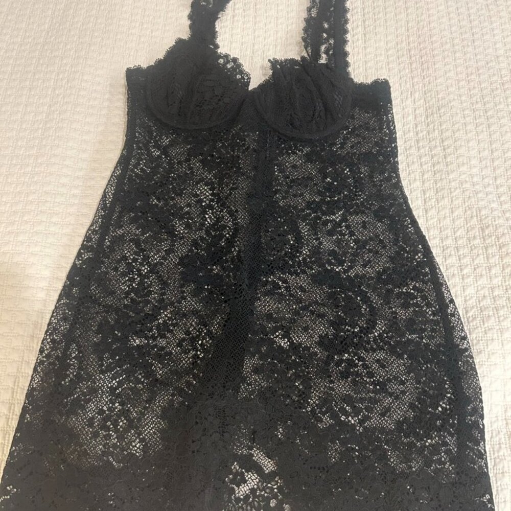 LA PERLA Lace Nightgown - Black - Size Small